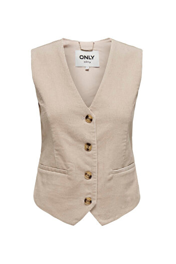 ONLY سترة نسائية كريمية ONLTIGGY S/L FIT CORD VEST TLR