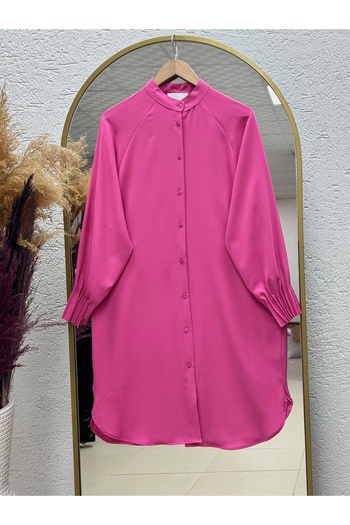 Ebrar Store Fuchsia Linda Tunic - Selçil Sleeves Ribbed, El1176