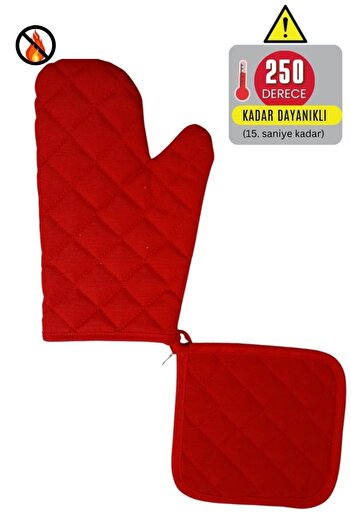 Home Oven Mitts and Pot Holders Set - (1 Mitt - 1 Pot Holder) - Fireproof and Heat Resistant