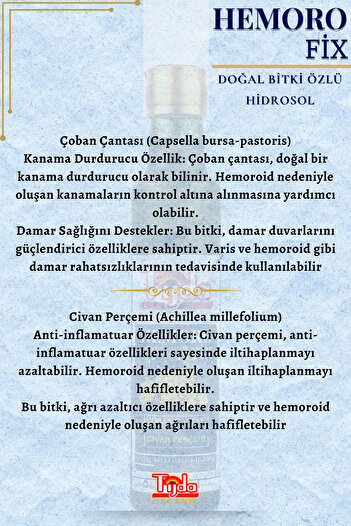 TİJDA Hemorofix Doğal Bitkl Özleri Çoban Çantası ve Civan Perçemi 250 ml