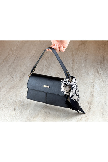 Armine Minimalist Black Shoulder Bag + Scarf Gift