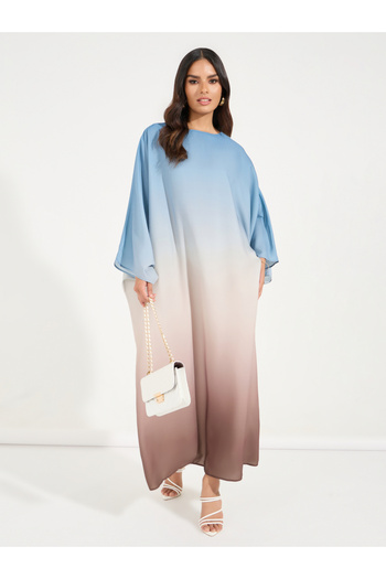 Take Two By Styli Round Neck Gradient Print Kaftan