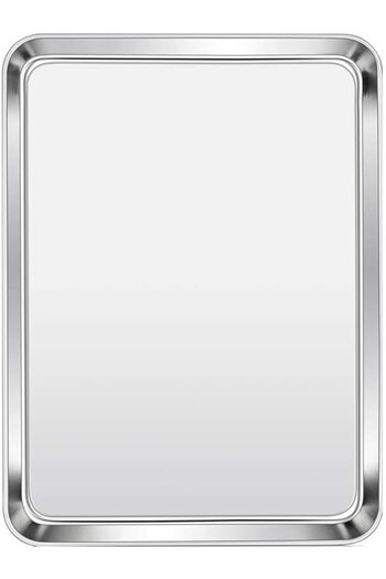 RAJ STAINLESS STEEL RECTANGLE BEADED SERVING TRAY | DESSERT TRAY | SERVING PLATTER | 37X26 CM