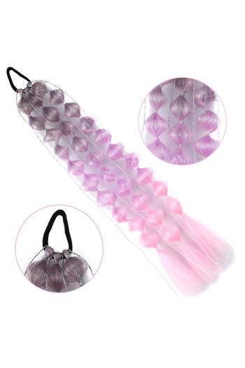 KONAK PERUK Balloon and Plain Loose Braided Glitter Elastic Ponytail - Acm06