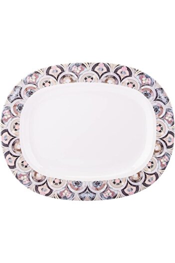 AKDC M/Mine Oval Plate L(29cm) xW(35cm) xH(3cm) White And Brown