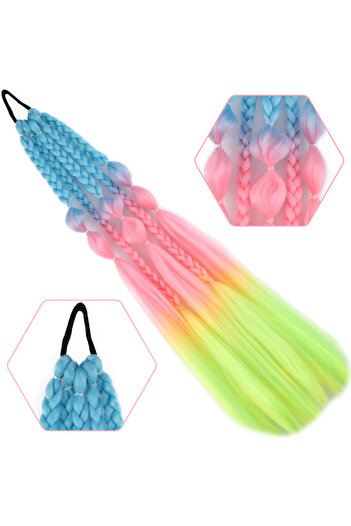 KONAK PERUK Balloon and Straight Loose Braided Elastic Ponytail - Acm20
