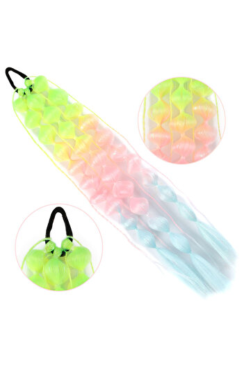 KONAK PERUK Balloon Braided Glitter Elastic Ponytail - Acm27