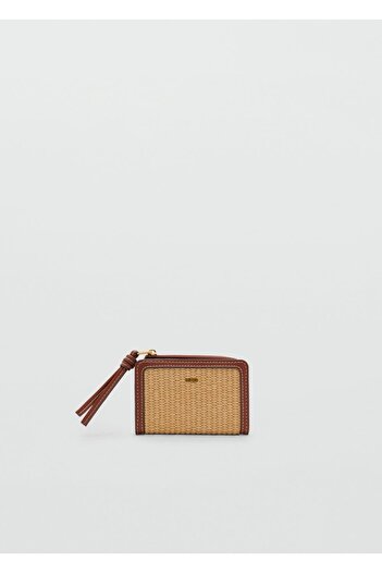 MANGO Woman Contrast Canvas Flap Wallet