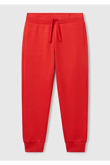 United Colors of Benetton Boy's Red Back Pocket Label Logo Sweatpants
