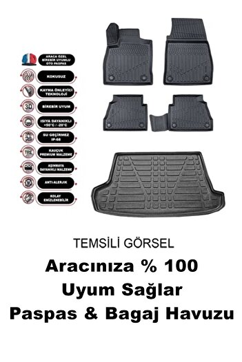 Unikum RENAULT  FLUANCE 2009+ Araca Özel Üretilmiş 3D Bagaj Havuzu ve Paspas