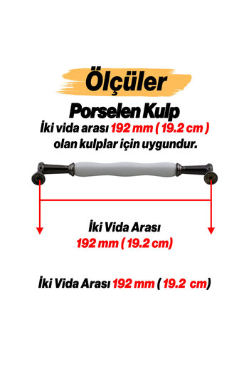 Badem10 Mâner Anav Porțelan 192 Mm Mobilier Bucătărie Sertar Dulap Dulap Ușă Mânere Mâner Mâner Negru