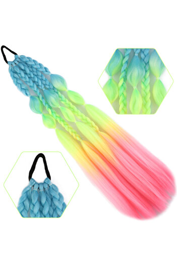 KONAK PERUK Balloon and Straight Loose Braided Elastic Ponytail - Acm11
