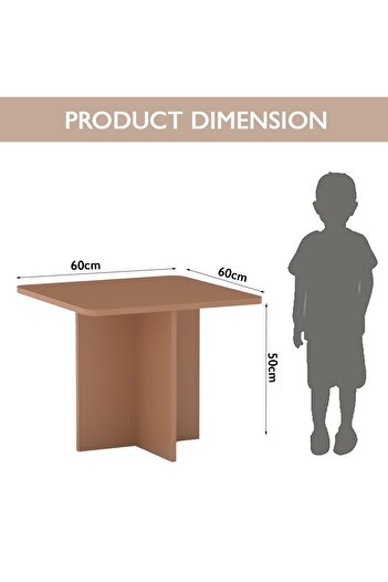 Mahmayi Modern Ergonomic Child Desk for Kids, 60x50cm, Round Edges Ideal for Toddlers-Caramel Nude