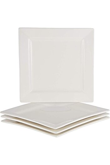 Symphony Square Plate - Set of 4, 19 cm,White