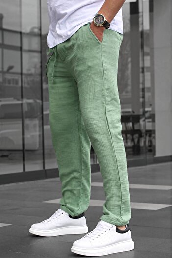 Madmext Green Muslin Fabric Men's Basic Trousers 6507