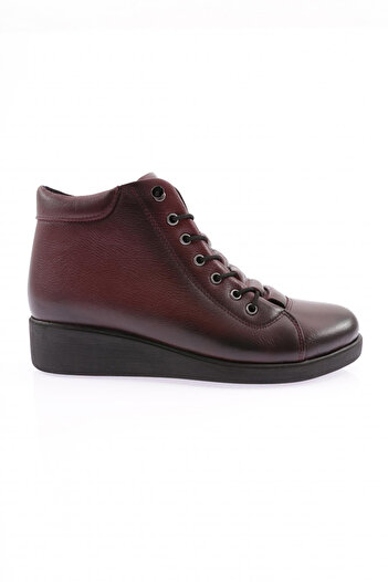 DGN Pleated Elastic Laced Side Zipper Women's Boots Bordeaux 5432713