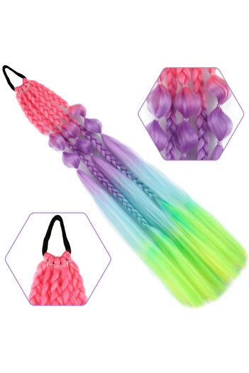 KONAK PERUK Balloon and Straight Loose Braided Elastic Ponytail - Acm15