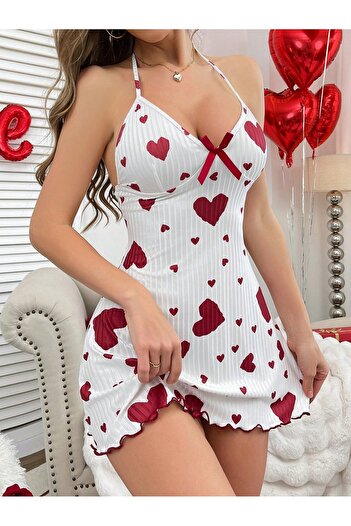 BELLA NOTTE Romantik Pamuklu Boyundan Bağlamalı Gecelik