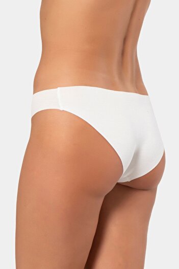 TÜREN Women's Laser Cut Cotton Bikini Panties 907/White