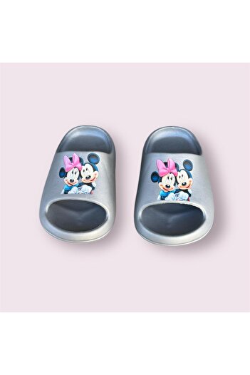 AkınalBella κορίτσι παιδί γκρι minimouse εμπριμέ slide beach pool casual παντόφλες