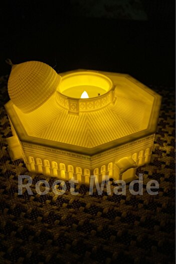 Root Made Mescid-i Aksa Tealight Mumluk İslami Dekoratif Obje Razaman Hediyesi Dini Hediyeler