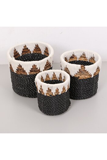 Mylamp Nevşehir Natural Abaca Set of 3 Flower Pot & Storage Organization