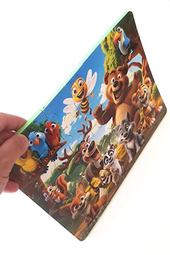 EVAKANCA 35 Parçalı Orman Hayvanları Kalın Çocuk Puzzle Yapboz