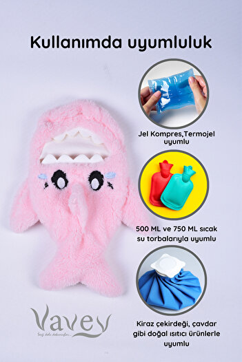 VAVEY Shark Patterned Pink Water Bag Case Soft