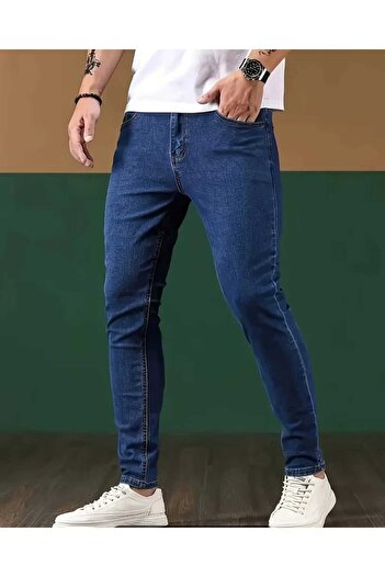 KING SEZAR Ανδρικό Μπλε Slim Fit Jean Παντελόνι Ανδρικό Τζιν Πνατον