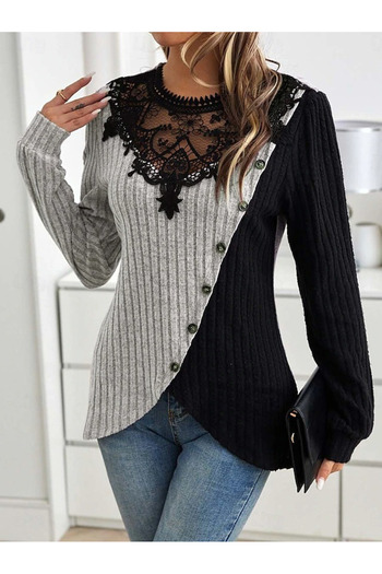 shop Eyesof Women's Long Sleeve Lace Collar Side Buttoned Hooded Camisole Blouse