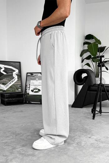 HAFKAGİYİM Gray Lycra Ribbed Baggy Trousers
