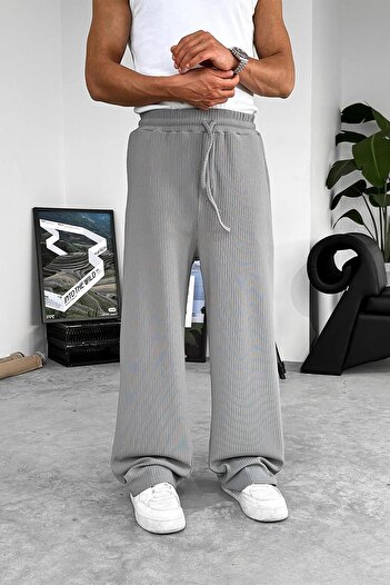 HAFKAGİYİM Smoked Lycra Ribbed Baggy Trousers