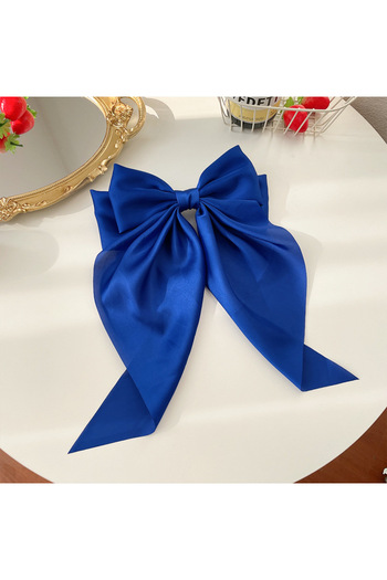 Choice1 Blue 11 Solid Color Satin Ribbon Big Bows Hairpin Spring Clips Hair Accessories for Women Girls Tren