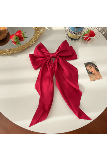 Choice Red 11 Solid Color Satin Ribbon Big Bows Hairpin Spring Clips Hair Accessories for Women Girls Trend