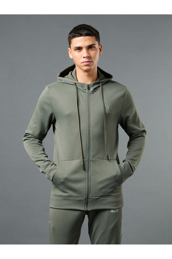 Technosport By Styli Solid Long Sleeve Hoodie with Zip Closure