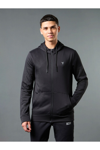 Technosport By Styli Solid Long Sleeve Hoodie with Zip Closure