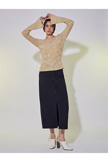 Take Two By Styli Floral Jacquard Bell Sleeve Top