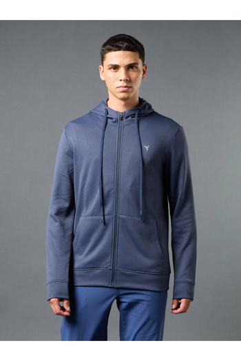 Technosport By Styli Solid Long Sleeve Hoodie with Zip Closure