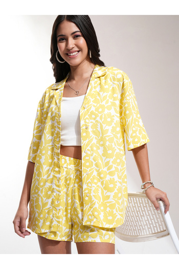 Tokyo Talkies By Styli All-Over Floral Print Collared Shirt and Shorts Co-Ords