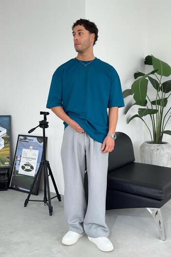 HAFKAGİYİM Μπλουζάκι Petrol Cozy Basic Soft Oversize