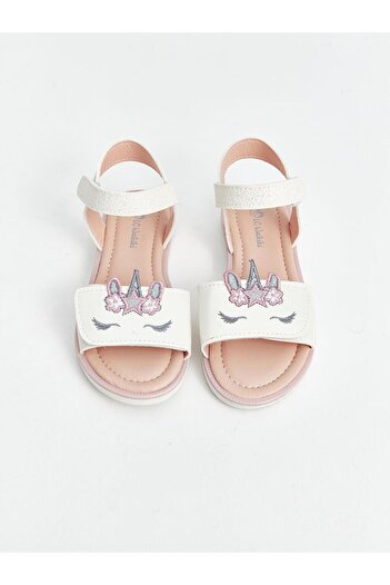 LC Waikiki Double Striped Embroidered Girls' Sandals (S4)