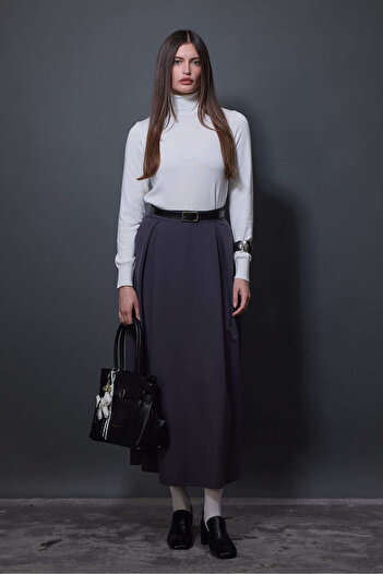 Tailors Room Gray Double Pleated Skirt