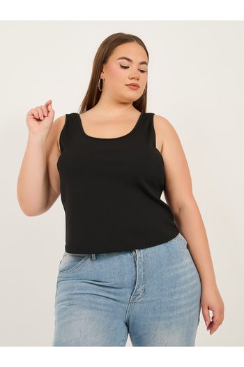 Styli Plus Size Scoop Neck Skinny Fit Jersey Tank