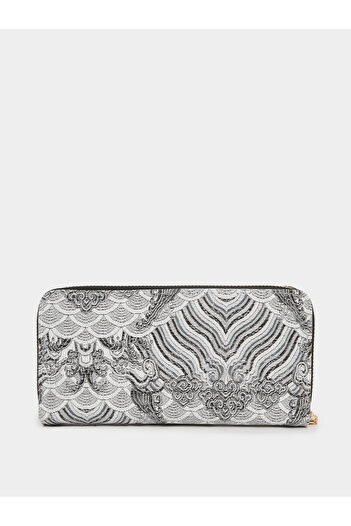 Styli Embroidered Zip Around Wallet
