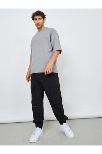 Styli Terry Boxy Fit T-Shirt with Raw Sleeve and Hem Detail