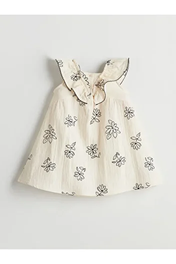 LC Waikiki Lcw Kids Ecru Floral Girls Muslin Dress