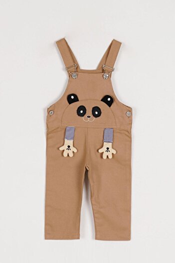 zepkids Square Collar Zero Sleeve Kopek Printed Paw Detailed Buttoned Brown Color Boy's Slippers