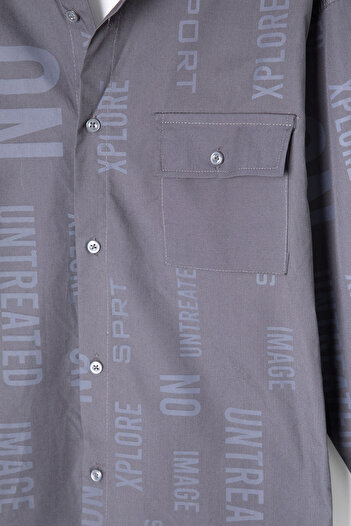 Cansın Mini Smoked Text Printed Shirt White T-Shirt Boy's 2-Piece Set 20137
