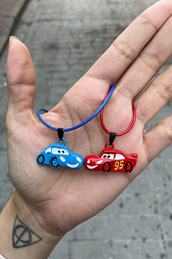 Köstebek Magnet Cars Mcqueen and Sally Double Drawstring Necklace