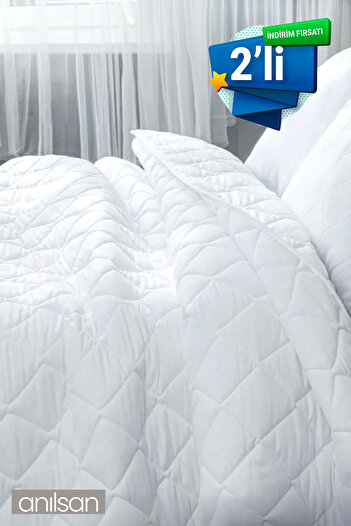 Anılsan 2-Piece Microfiber Battal Quilt - Double, 225X215Cm, White, Simple and Elegant